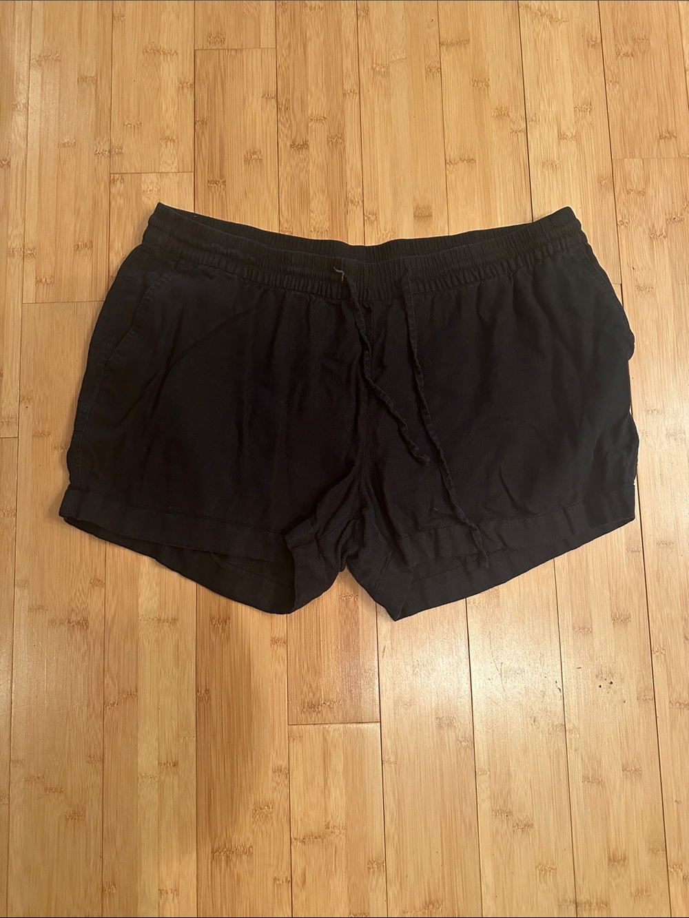 Old Navy Black Linen Blend Drawstring Shorts